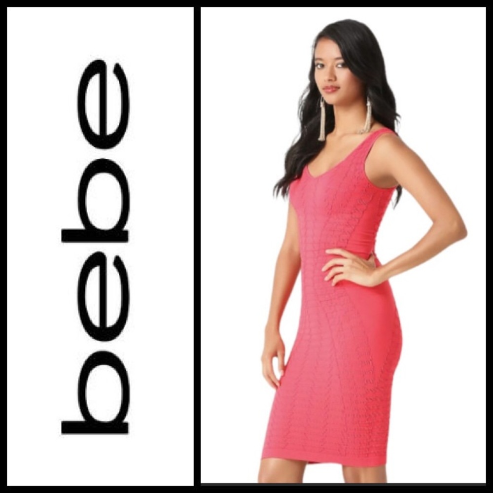 BEBE| Bodycon Prom Grad Red Dress NWT - Picture 1 of 10
